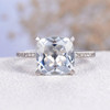 9mm Cushion Cut  Aquamarine Pave Diamond Eternity  Engagement Ring