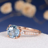 7mm Round Aquamarine Solitaire Retro Unique Minimalist Engagement Ring