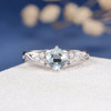 6mm Cushion Cut  Aquamarine Cluster Diamond Infinity Vine  Engagement Ring