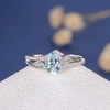 White Gold 5*7mm Oval Cut Aquamarine  Antique Unique Curve Engagement Ring