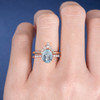 7*9mm Oval Cut Aquamarine Unique Engagement Ring Set