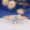 5mm Aquamarine Flower Floral Engagement Ring