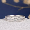 White Gold Diamond Stacking Eternity Cross X Shaped Wedding Band