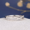 White Gold Diamond Stacking Eternity Cross X Shaped Wedding Band