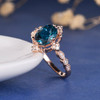 7*9mm Oval Cut Antique London Blue Topaz Engagement Ring 