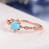 Turquoise Ring Antique Round Cut Engagement Ring