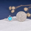 Turquoise Ring Diamond Halo Thin Delicate Star  Engagement Ring