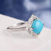 Cushion Cut Turquoise Art Deco Cluster Halo Diamond Engagement Ring