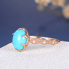 Turquoise Eternity Band Beaded Milgrain Multistone Diamond Engagement Ring