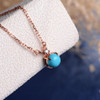 Solitaire Turquoise Necklace Diamond Cluster Delicate Pendant 