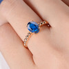 6*8mm Oval Lab Sapphire Beaded Eternity Engagement Ring 