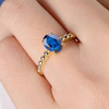 6*8mm Oval Lab Sapphire Beaded Eternity Engagement Ring 