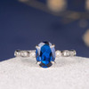6*8mm Oval Lab Sapphire Half Eternity Diamond Art Deco Engagement Ring 