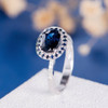 6*8mm Oval Lab Sapphire Diamond White Gold Antique Engagement Ring 