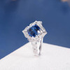 7mm Cushion Cut Lab Sapphire Art Deco Engagement Ring