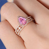 6*8mm Pear Natural Pink Sapphire Dainty Engagement Ring Set