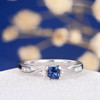 Princess Cut Blue Sapphire Micro Pave Diamond Twist Anniversary Ring