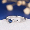 Princess Cut Blue Sapphire Micro Pave Diamond Twist Anniversary Ring