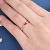 Dainty Baguette Ruby Diamond Cluster Rose Gold Engagement Ring