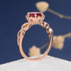 7mm Round Cut Lab Ruby Flower Art Deco Engagement Ring