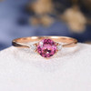 5mm Pink Tourmaline Three Stone Rubellite Wedding Ring