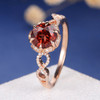 Rose Gold Garnet Antique Diamond infinity Engagement Ring 