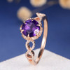 Rose Gold Amethyst Antique Diamond infinity Engagement Ring 