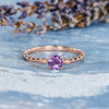 Amethyst  Solitaire Delicate  Diamond Dainty Engagement Ring 