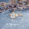Pear Shaped Solitaire White Topaz Stacking Beaded Antique Retro Ring