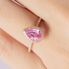 6*8mm Pear Natural Pink Sapphire Dainty Engagement Ring 