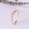 Pink Sapphire Flower Lucky Clover Vine Curved Half Eternity Engagement Ring