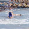 7*9mm Oval  Lab Sapphire Diamond Retro Engagement Ring 
