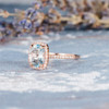 7*9mm Oval Aquamarine Eternity Diamond Pave Engagement Ring