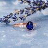 6*8mm Oval  Lab Sapphire Diamond Retro Engagement Ring 