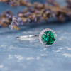 7mm Round Cut Lab Emerald White Gold Natural Diamond Classic Anniversary Ring 