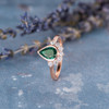 5*7mm Pear Cut Lab Emerald Cluster Natural Diamond Halo Bezel Set Promise Ring 