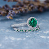 7mm Lab Emerald Bridal Set White Gold Engagement Ring