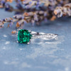 6mm Cushion Cut Lab Emerald White Gold Solitaire Wedding Ring