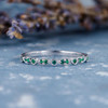 Emerald Band Retro Milgrain Antique Half Eternity Wedding Band