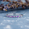 Amethyst Band Retro Milgrain Antique Half Eternity Wedding Band