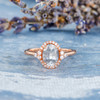 6*8mm Oval Cut White Sapphire Engagement Ring Rose Gold Wedding Ring
