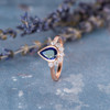 5*7mm Pear Shaped Lab Sapphire Ring Bezel Set Engagement Ring 