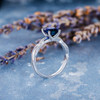 6mm Cushion Lab Sapphire Solitaire Diamond  Eternity Engagement Ring