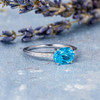 Horizontally Set  Blue Topaz Diamond  Engagement Ring 