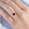 6mm Cushion Cut Lab Solitaire Ruby Engagement Ring