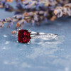 6mm Cushion Cut Lab Solitaire Ruby Engagement Ring