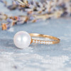 Akoya Pearl Engagement Ring  Diamond Half Eternity Wedding Ring