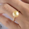 Pearl Engagement Ring Solitaire Simple Minimalist  Twist Wedding Ring 