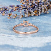 Antique Aquamarine  Leaf Eternity Band Solitaire Delicate Engagement Ring