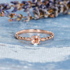 5mm Morganite Ring Rose Gold Antique Leaf Band Birthday Gift